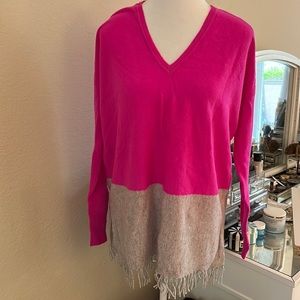 NWOT Lilly Pulitzer pink & grey drop-shoulder v -neck sweater - XXS /XS not worn